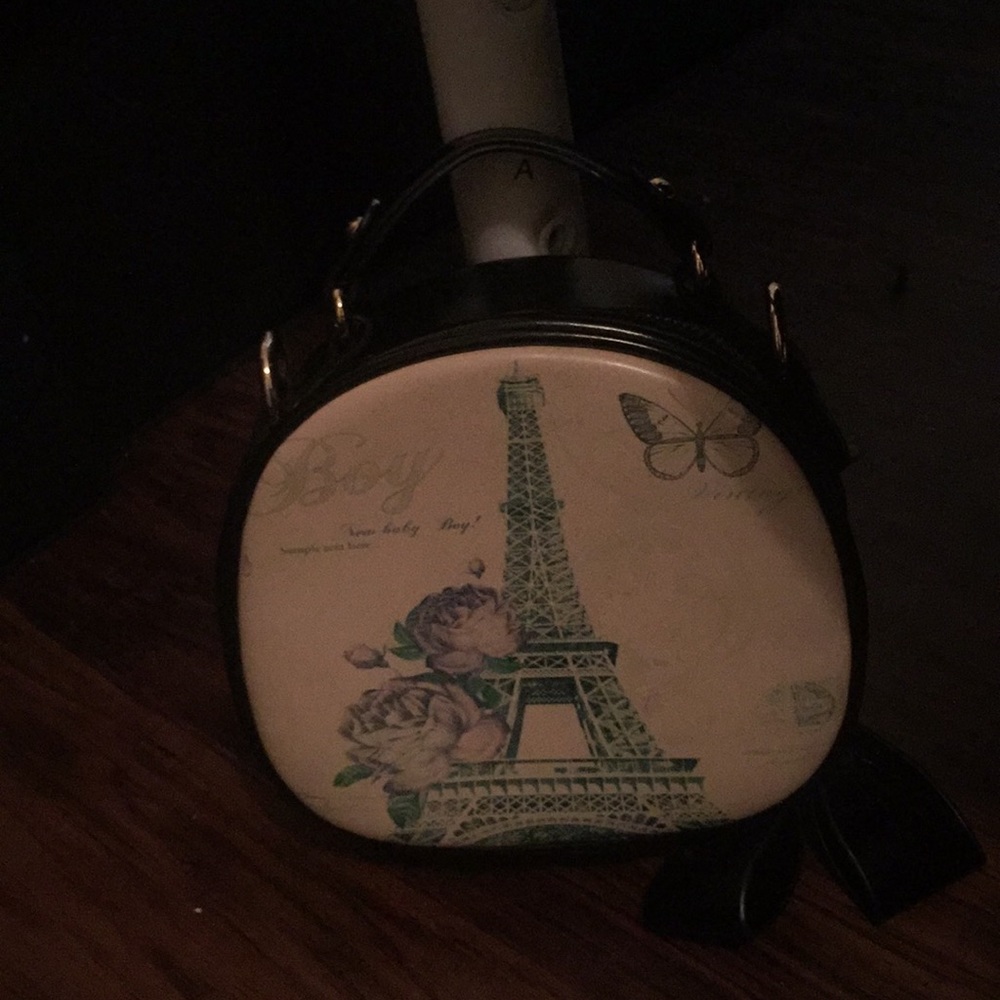 A Paris themed woman purse